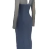 Evangelina Slate Plunge Maxi Dress