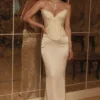 Eve Ivory Satin Corset Maxi Gown – Limited Edition