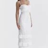 Eve White Broderie Maxi Dress