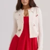 Evelina Cream Wool Embroidered Cardigan