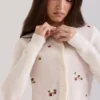 Evelina Cream Wool Embroidered Cardigan
