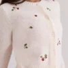 Evelina Cream Wool Embroidered Cardigan