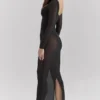 Everly Black Mesh Maxi Dress with Bodysuit