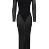 Everly Black Mesh Maxi Dress with Bodysuit