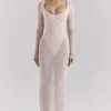 Everly Blush Mesh Maxi Dress with Bodysuit