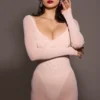 Everly Blush Mesh Maxi Dress with Bodysuit