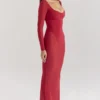Everly Holly Red Mesh Maxi Dress with Bodysuit
