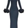 Fabienne Midnight Ruffle Sleeve Maxi Dress