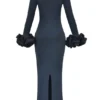 Fabienne Midnight Ruffle Sleeve Maxi Dress