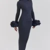 Fabienne Midnight Ruffle Sleeve Maxi Dress