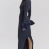 Fabienne Midnight Ruffle Sleeve Maxi Dress