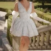 Fabrizia White Bluebell Print Corset Mini Dress