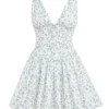 Fabrizia White Bluebell Print Corset Mini Dress
