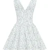 Fabrizia White Bluebell Print Corset Mini Dress
