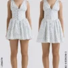 Fabrizia White Bluebell Print Corset Mini Dress