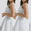Fabrizia White Bluebell Print Corset Mini Dress