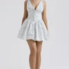 Fabrizia White Bluebell Print Corset Mini Dress
