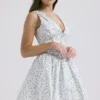 Fabrizia White Bluebell Print Corset Mini Dress
