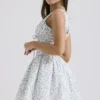 Fabrizia White Bluebell Print Corset Mini Dress