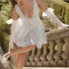 Fabrizia White Bluebell Print Corset Mini Dress