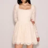 Fae Cream Lace Long Sleeve Mini Dress