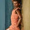 Faena Sorbet Plunge Floral Appliqué Mini Dress