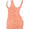 Faena Sorbet Plunge Floral Appliqué Mini Dress