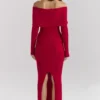 Faith Holly Red Cashmere Blend Midi Skirt