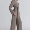 Avery Taupe Wool Wide Leg Trousers