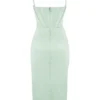 Faye Pistachio Satin Corset Midi Dress