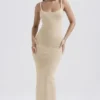 Fayette Beige Soft Fluffy Knit Maxi Dress
