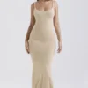 Fayette Beige Soft Fluffy Knit Maxi Dress