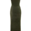 Fayette Khaki Soft Fluffy Knit Maxi Dress