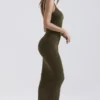Fayette Khaki Soft Fluffy Knit Maxi Dress