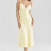 Felicity Butter Yellow Satin Bias Cut Midi Dress