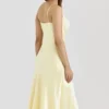 Felicity Butter Yellow Satin Bias Cut Midi Dress