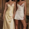 Felicity Butter Yellow Satin Bias Cut Midi Dress