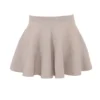 Fern Biscuit Wool Cashmere Ribbed Flounce Mini Skirt