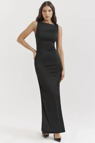 Filomena Black Maxi Dress