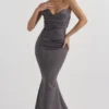 Fleur Shadow Satin Strapless Gown