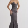 Fleur Shadow Satin Strapless Gown