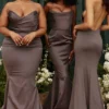 Fleur Shadow Satin Strapless Gown