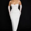 Flora Ivory Satin Corset Dress