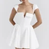 Florence White Cotton Corset Mini Dress
