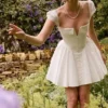 Florence White Cotton Corset Mini Dress