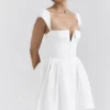 Florence White Cotton Corset Mini Dress