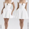 Florence White Cotton Corset Mini Dress