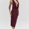Florentina Merlot Draped Midi Dress