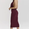 Florentina Merlot Draped Midi Dress