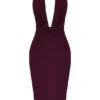 Florentina Merlot Draped Midi Dress